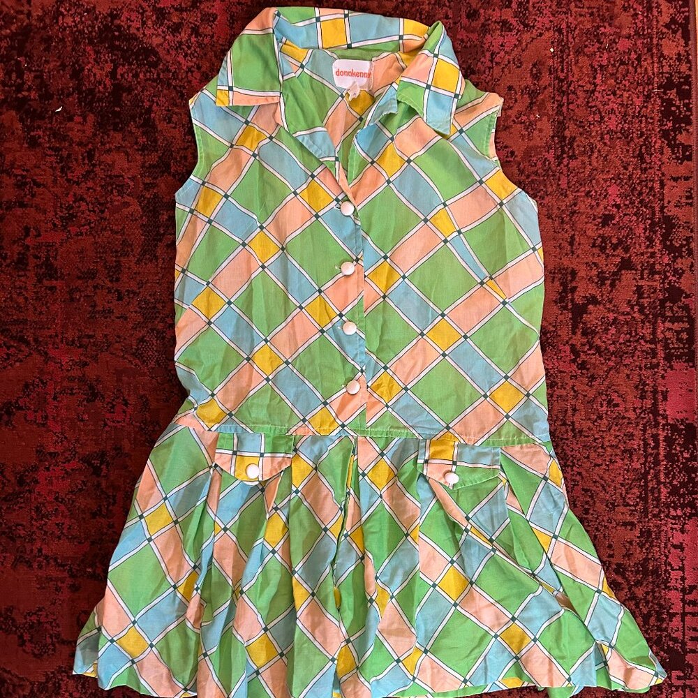 Vintage Mod Donnkenny Pastel Romper Miniskirt Dress Size 18